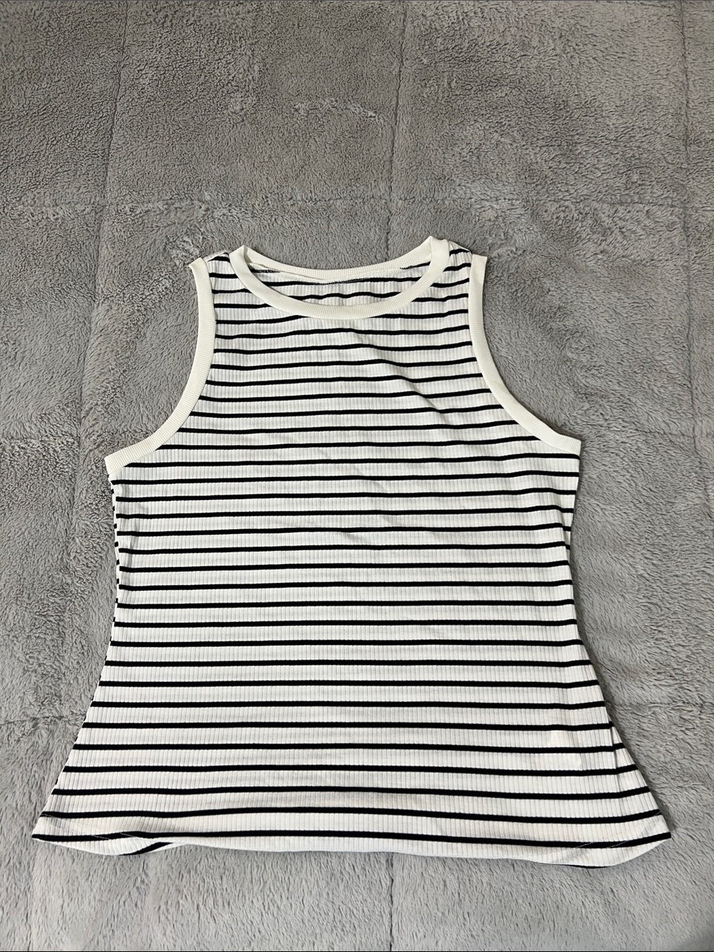 SHEIN Black & White Striped Ribbed Tank